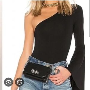 LPA Revolve Black One-Shoulder Bodysuit Bell sleeve XL Streetwear. Night out
